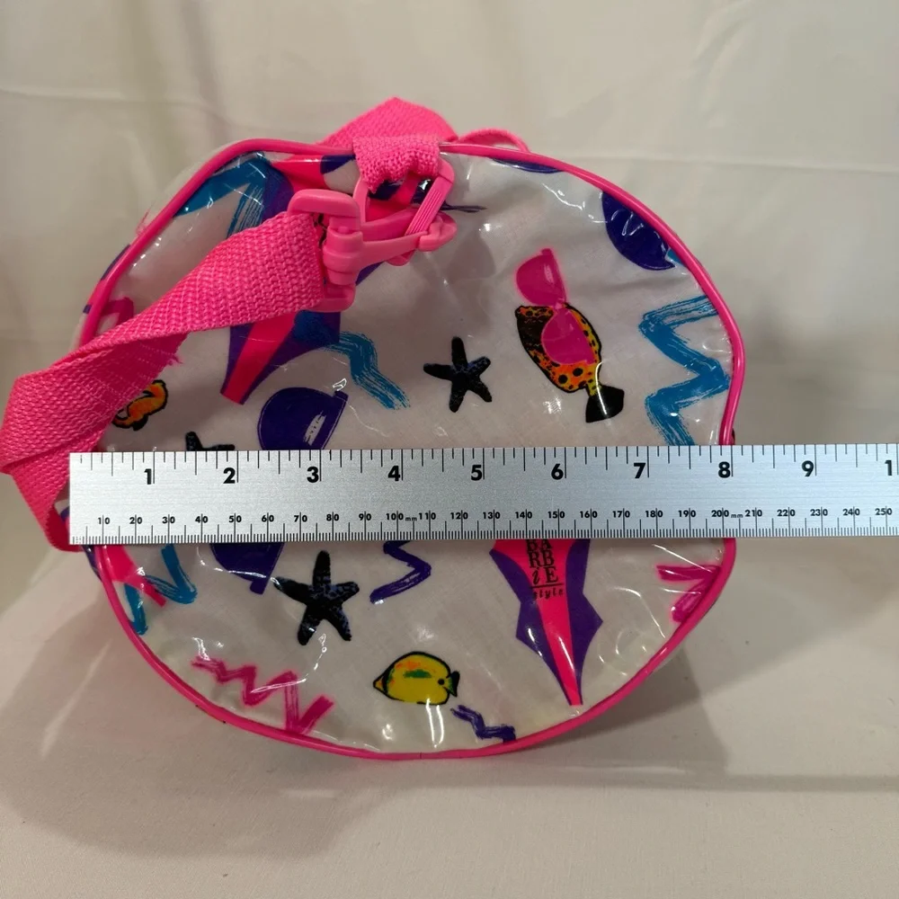 RARE 1989 Barbie Mattel Inc. Vintage Girl's Duffle Bag & Pouch Vinyl Graphic Art